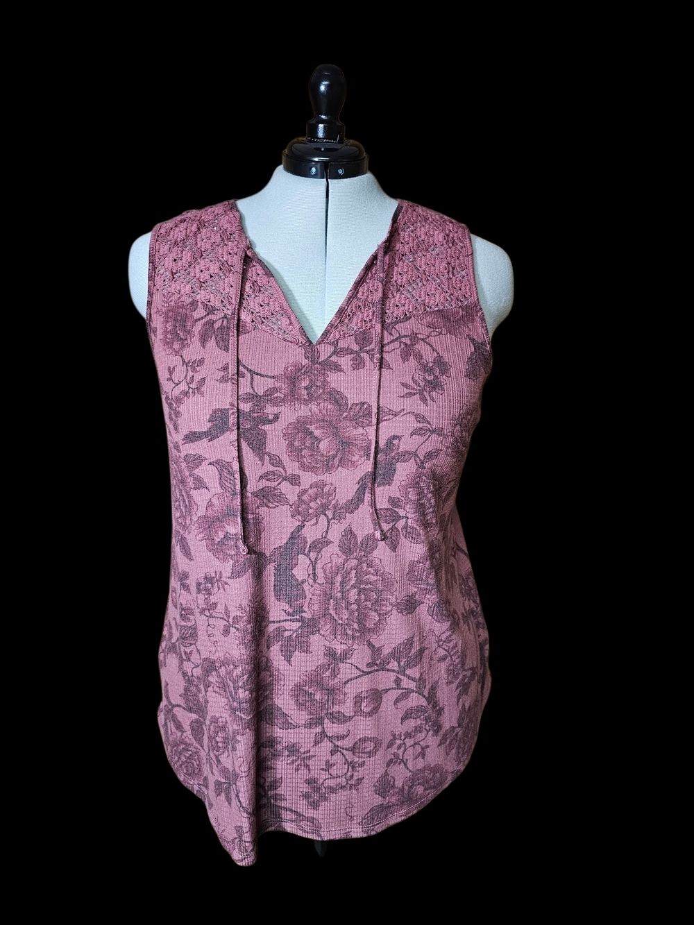 Dusty Rose Floral Knit Tank